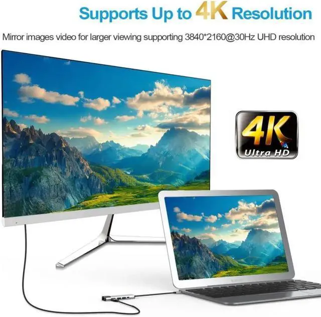 Alt view image 4 of 7 - TelDaykemei 5 in 1 Type C Hub To 4K HD Adapter With RJ45 Network 1000M Ethernet Lan Charger Port Adapter For Macbook Pro