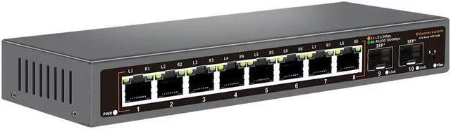 Alt view image 3 of 5 - TelDaykemei 8+2 Ports 2.5G Ethernet Network Switch 2500BASE-TX Switch with 2*10G SFP Port for IP Camera/CCTV Security