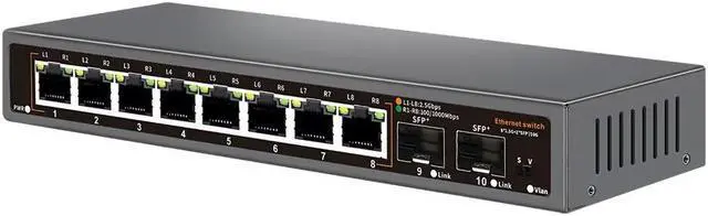 Alt view image 4 of 5 - TelDaykemei 8+2 Ports 2.5G Ethernet Network Switch 2500BASE-TX Switch with 2*10G SFP Port for IP Camera/CCTV Security