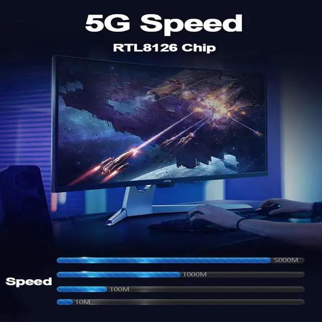 Alt view image 2 of 5 - TelDaykemei 5G PCIe To RJ45 Network Card RTL8126 Chip Gigabit Ethernet PCI Express Network Card 10/100/2500/5000Mbps 1Gbps/5Gbps For Desktop