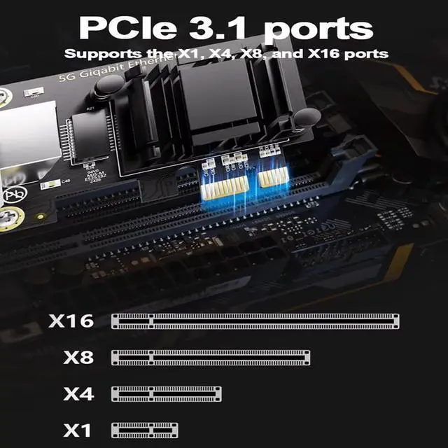 Alt view image 4 of 5 - TelDaykemei 5G PCIe To RJ45 Network Card RTL8126 Chip Gigabit Ethernet PCI Express Network Card 10/100/2500/5000Mbps 1Gbps/5Gbps For Desktop