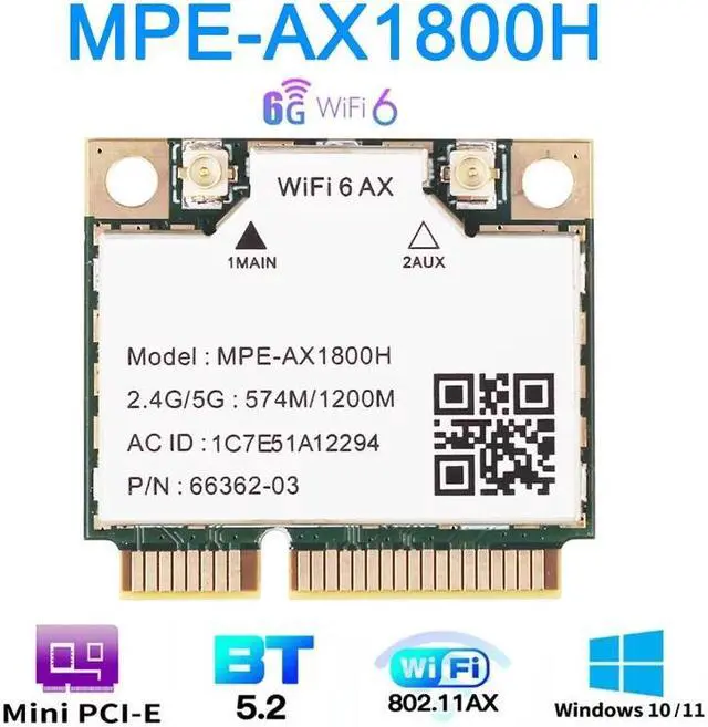 Main image of TelDaykemei Wi-Fi 6 MT792 Dual Band WiFi 6 Bluetooth 5.2 Card For Mini pcie Adapter Wireless Adapter 2.4G/5Ghz For Laptop/PC