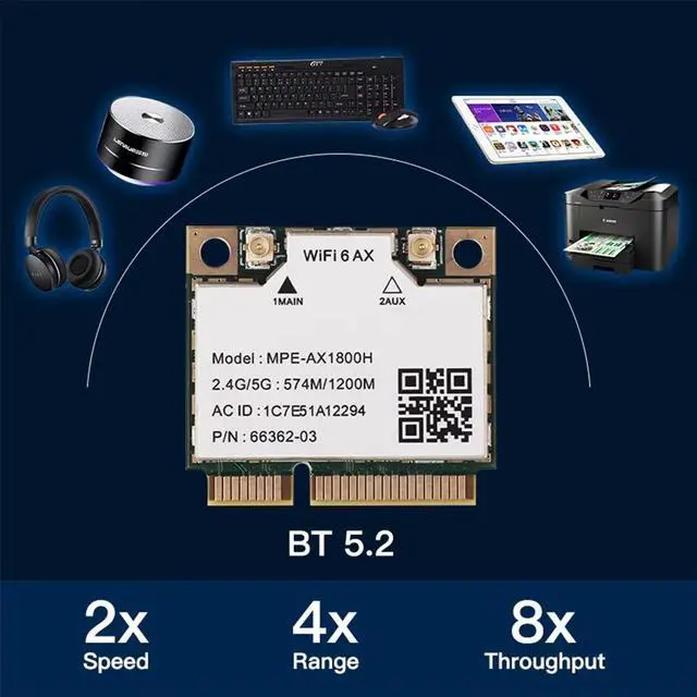 Alt view image 3 of 7 - TelDaykemei Wi-Fi 6 MT792 Dual Band WiFi 6 Bluetooth 5.2 Card For Mini pcie Adapter Wireless Adapter 2.4G/5Ghz For Laptop/PC Built-in antenna