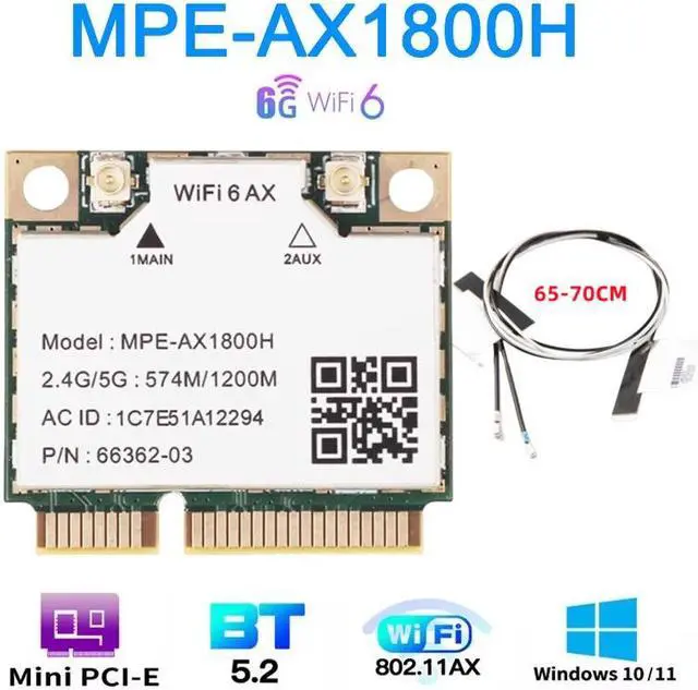 Main image of TelDaykemei Wi-Fi 6 MT792 Dual Band WiFi 6 Bluetooth 5.2 Card For Mini pcie Adapter Wireless Adapter 2.4G/5Ghz For Laptop/PC Built-in antenna
