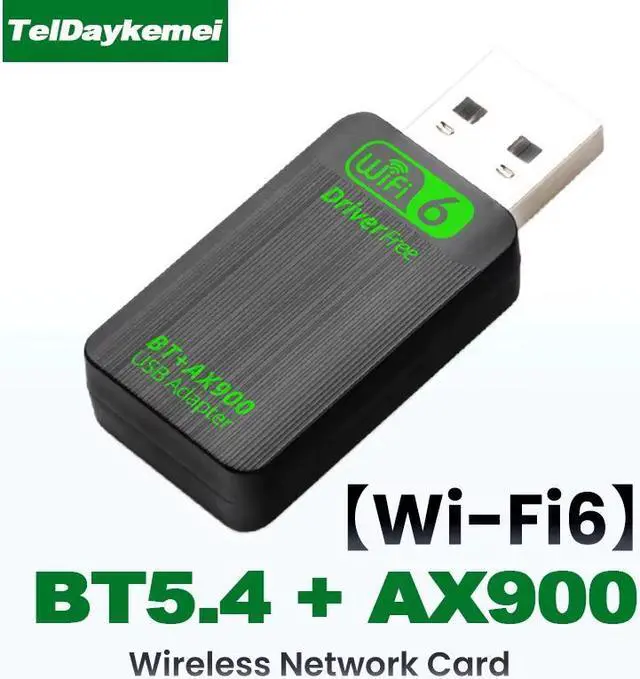 Main image of TelDaykemei Bluetooth 5.4 AX900 WiFi 6 USB Adapter 2in1 Dongle Dual Band 2.4G&5GHz Network Wireless Receiver DRIVER FREE Windows 10/11