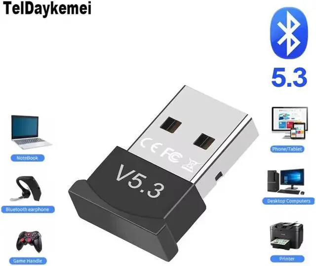 Main image of TelDaykemei USB Bluetooth 5.3 Adapter Transmitter Receiver Bluetooth Audio Bluetooth Dongle Wireless USB Adapter for Computer PC Laptop