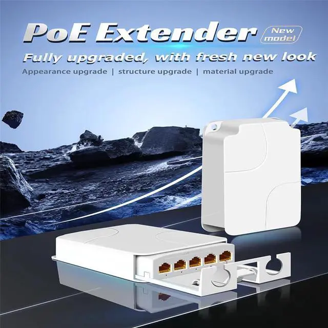 Alt view image 2 of 6 - TelDaykemei 5 Port Waterproof POE Extender 4 Port Repeater 100Mbps Outdoor Network IP55 VLAN 44-57V for POE Camera Wierless AP