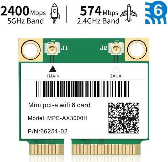 Alt view image 6 of 6 - TelDaykemei Wifi 6 3000Mbps Bluetooth 5.2 Mini PCI-E Card For AX200 AX200HMW Wireless Adapter MPE-AX3000H For Laptop Win 10 11 60CM Built-in antenna