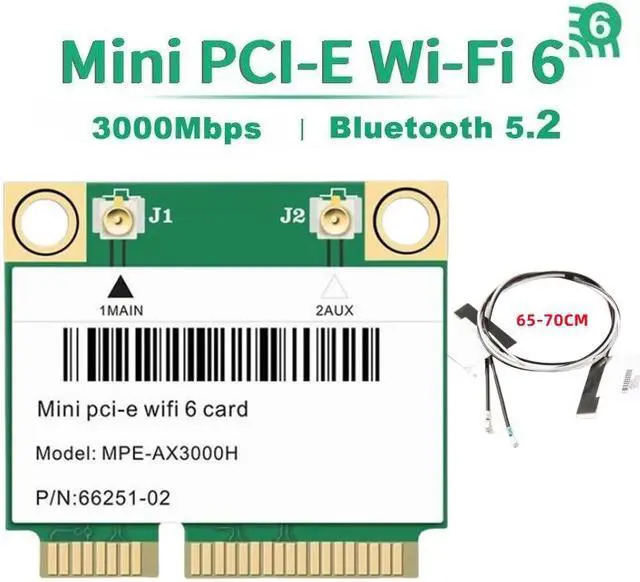 Main image of TelDaykemei Wifi 6 3000Mbps Bluetooth 5.2 Mini PCI-E Card For AX200 AX200HMW Wireless Adapter MPE-AX3000H For Laptop Win 10 11 60CM Built-in antenna