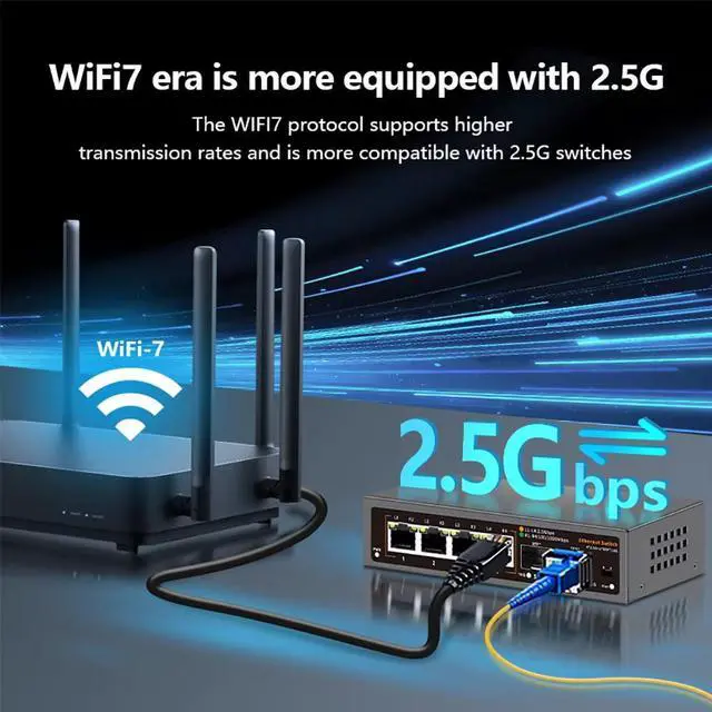 Alt view image 6 of 6 - TelDaykemei 2.5Gbps Ethernet Switch 4 Port 2500Mbps Network Switcher 2 Port 10G SFP+ Slot Home Lab Hub Internet Splitter Plug and Play