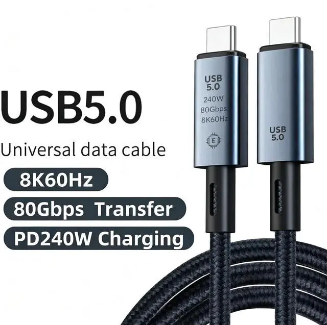 Main image of 240W USB 5.0 Cable 8K 80Gbps For Thunderbolt 5 Fast Charging USB C to C Data Transfer Cable Support 8K Display for laptop 20013-1m