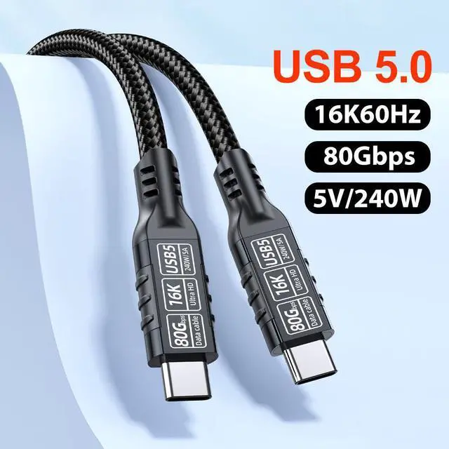 Main image of PD240W Fast Charging Thunderbolt 5 USB Type C Cable 80Gbps Data Transfer 16K/8K Video Wire 0.5/1/2M for iPhone 16 17 Macbook Pro 20010-0.5M