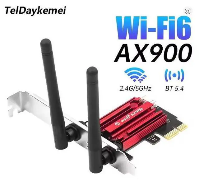 Main image of Dual Band WiFi 6 AX900 Bluetooth 5.4 PCI-Express Wireless Adapter Network Card for Desktop PC Windows 10/11