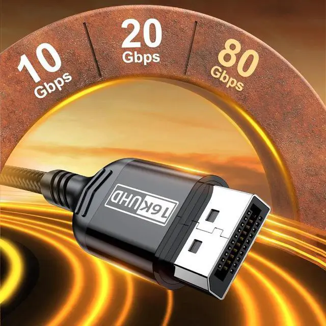 Alt view image 5 of 7 - 16K DP 2.1 80Gbps Cable 12Bit HDR VRR Displayport Cable For TV PC Computer Xbox Display port Adapter 1M 2M 3M Video Long Cord 20300-1M