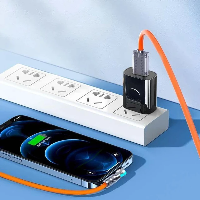 Alt view image 2 of 6 - 120W fast charge 6A USB C to Type-C cable 180 ° rotation liquid silicone cable for iPhone Xiaomi Redmi honor phone charger 20015-1M