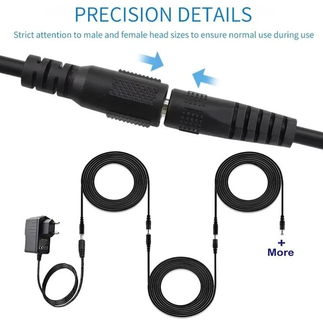 Alt view image 5 of 7 - DC Power 5.5mm x 2.1mm Extension Cable Pure Copper Male To Female Connectors 12v Extension Cord for Camera CCTV 21111-3M