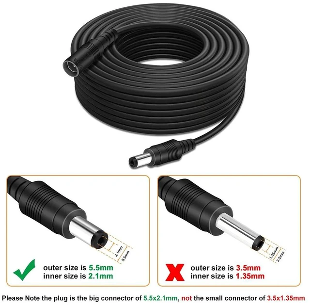 Alt view image 7 of 7 - DC Power 5.5mm x 2.1mm Extension Cable Pure Copper Male To Female Connectors 12v Extension Cord for Camera CCTV 21111-3M