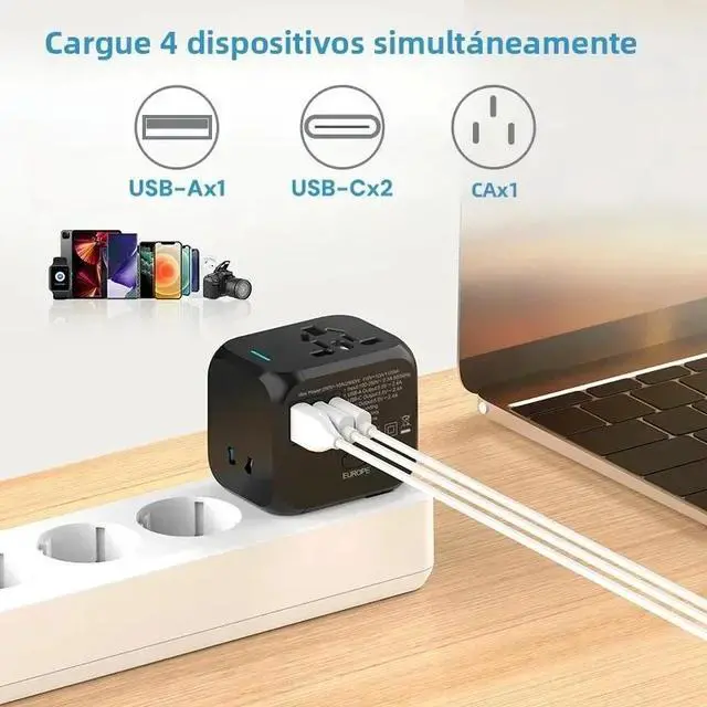 Alt view image 2 of 7 - EU/UK/US/AU 2 Type C Adapter Universal Travel Plug Adapter USB Port Durable All-in-one Charger Adapter International Tourism