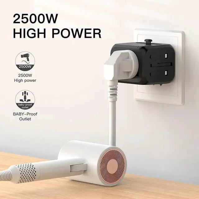 Alt view image 7 of 7 - EU/UK/US/AU 2 Type C Adapter Universal Travel Plug Adapter USB Port Durable All-in-one Charger Adapter International Tourism