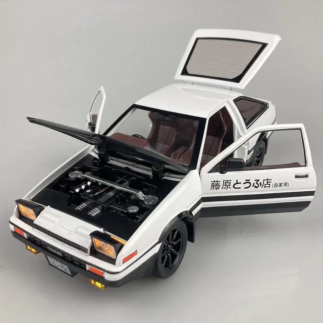 Alt view image 5 of 7 - MiniAuto 1:20 Scale Initial D Trueno AE86 Sprinter Alloy Diecast Model Pop-up Headlights the Drift Car of Fujiwara Takumi (Black & White)