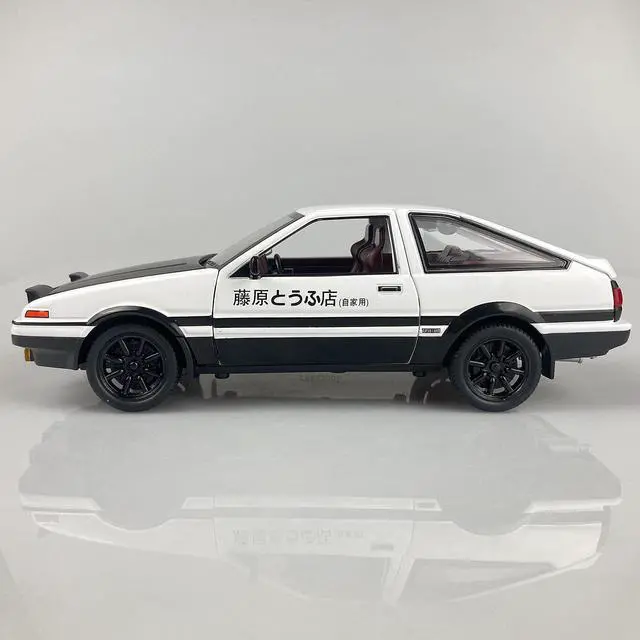 Alt view image 3 of 7 - MiniAuto 1:20 Scale Initial D Trueno AE86 Sprinter Alloy Diecast Model Pop-up Headlights the Drift Car of Fujiwara Takumi (Black & White)