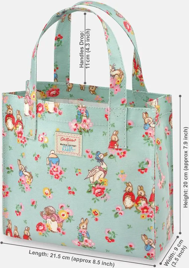 Alt view image 2 of 7 - Cath Kidston x Peter Rabbit Limited Edition Small Bookbag Open Top Handled Handbag Lunch Bag Water Resistant Oilcloth Tote Floral Pattern