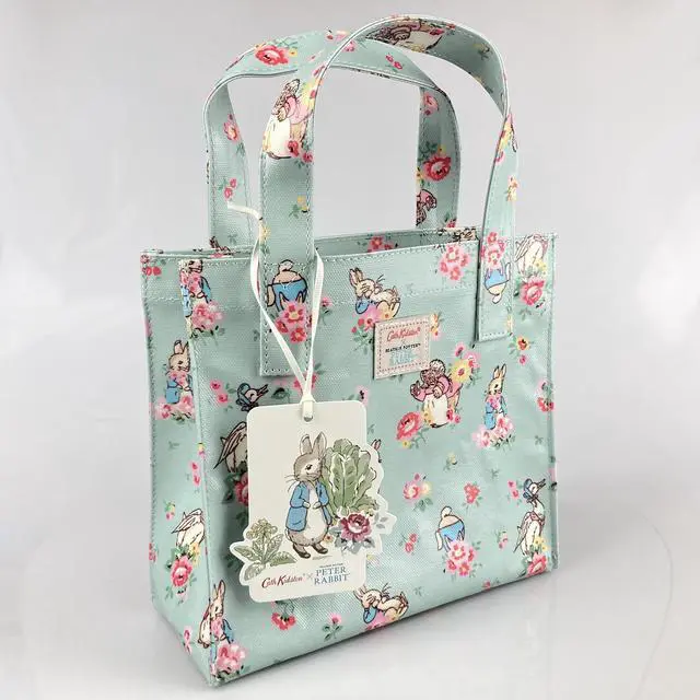 Alt view image 4 of 7 - Cath Kidston x Peter Rabbit Limited Edition Small Bookbag Open Top Handled Handbag Lunch Bag Water Resistant Oilcloth Tote Floral Pattern