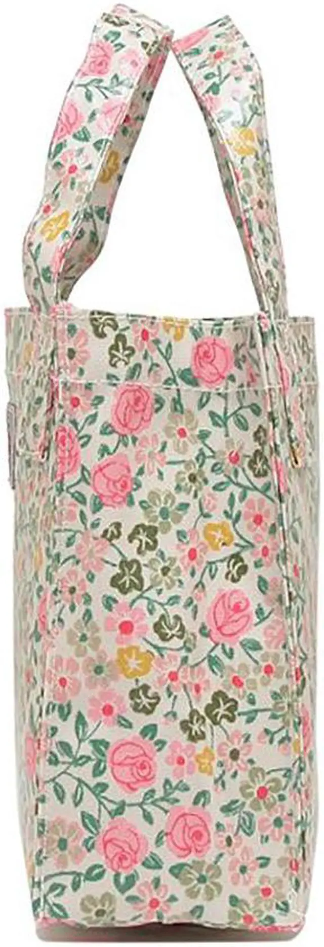 Alt view image 5 of 7 - Cath Kidston S Bookbag Small Size Open Top Handled Handbag Lunch Bag Water Resistant Oilcloth Tote Small Flowers Floral Pattern (Hedge Rose Cream Color)