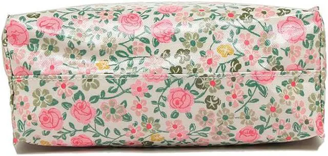 Alt view image 6 of 7 - Cath Kidston S Bookbag Small Size Open Top Handled Handbag Lunch Bag Water Resistant Oilcloth Tote Small Flowers Floral Pattern (Hedge Rose Cream Color)