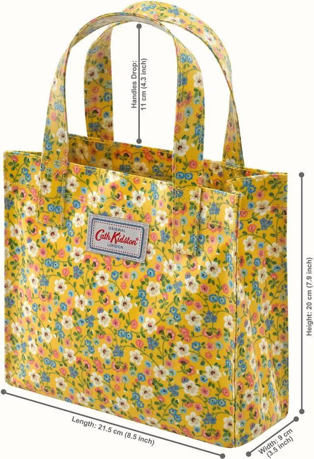 Alt view image 2 of 6 - Cath Kidston S Bookbag Small Size Open Top Handled Handbag Lunch Bag Water Resistant Oilcloth Tote Small Flowers Floral Pattern (Pembridge Ditsy Yellow)
