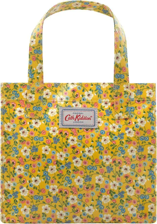 Main image of Cath Kidston S Bookbag Small Size Open Top Handled Handbag Lunch Bag Water Resistant Oilcloth Tote Small Flowers Floral Pattern (Pembridge Ditsy Yellow)