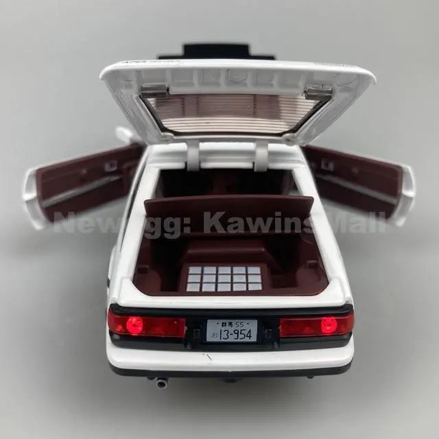 Alt view image 6 of 6 - MiniAuto 1:28 Scale Initial D Trueno AE86 Diecast Car Model Doors Openable With Light & Sound Black & White Color