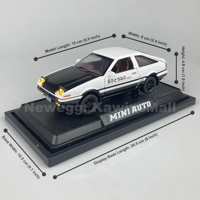 Alt view image 2 of 6 - MiniAuto 1:28 Scale Initial D Trueno AE86 Diecast Car Model Doors Openable With Light & Sound Black & White Color