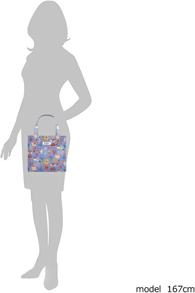 Alt view image 3 of 5 - Cath Kidston S Bookbag Small Size Open Top Handled Handbag Lunch Bag Water Resistant Oilcloth Tote Seasonal Greeting and Floral Pattern Dreamer Multi Blue Color
