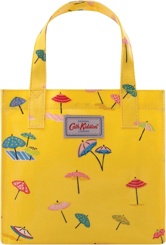 Alt view image 2 of 6 - Cath Kidston Small Bookbag S Size Open Top Handled Handbag Lunch Bag Water Resistant Oilcloth Tote Beach & Sea Pattern (Sunny Parasols Yellow Color)