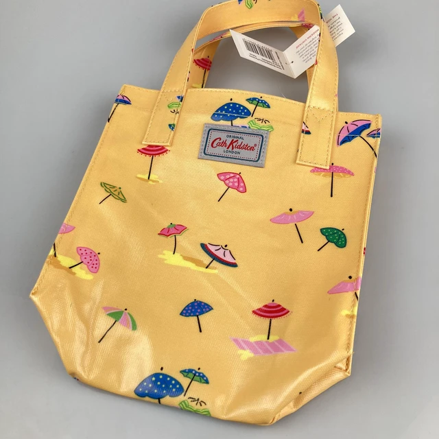 Alt view image 5 of 6 - Cath Kidston Small Bookbag S Size Open Top Handled Handbag Lunch Bag Water Resistant Oilcloth Tote Beach & Sea Pattern (Sunny Parasols Yellow Color)