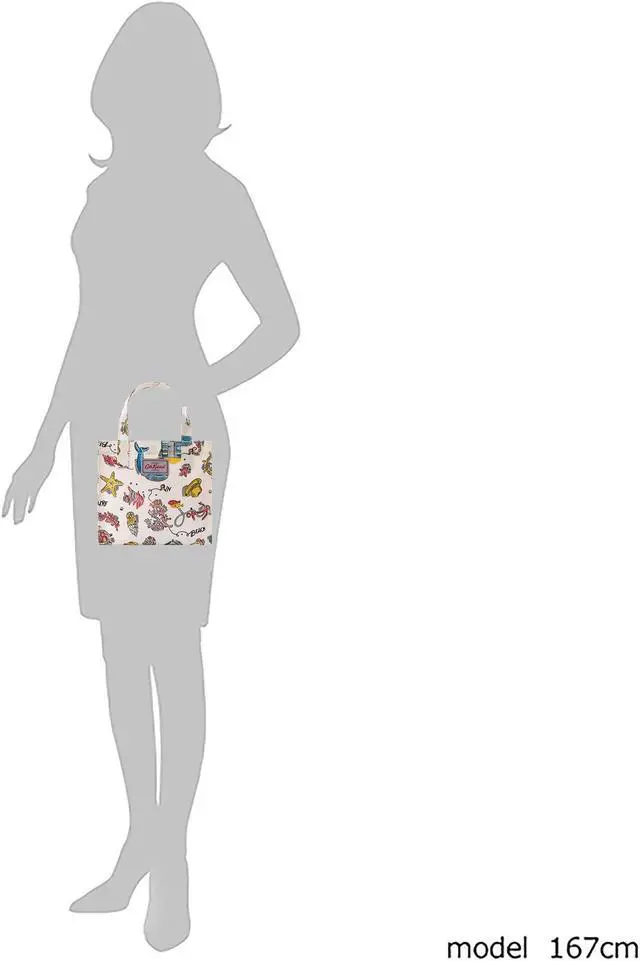 Alt view image 3 of 5 - Cath Kidston Small Bookbag S Size Open Top Handled Handbag Lunch Bag Water Resistant Oilcloth Tote Beach & Sea Pattern (Summer Time Warm Cream Color)