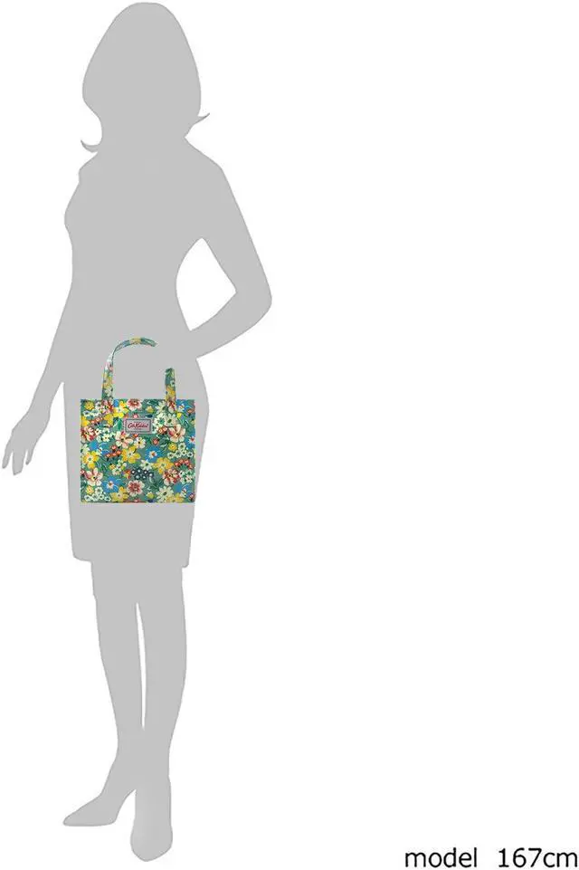 Alt view image 3 of 7 - Cath Kidston Small Bookbag S Size Open Top Handled Handbag Lunch Bag Water Resistant Oilcloth Tote Big Floral Pattern (Portland Flowers / Sage Green Color)