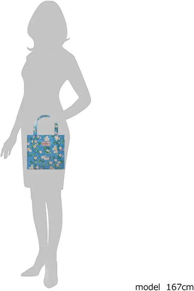 Alt view image 3 of 6 - Cath Kidston Small Bookbag S Size Open Top Handled Handbag Lunch Bag Water Resistant Oilcloth Tote Big Floral Pattern (Forget Me Not / Mid Blue Color)