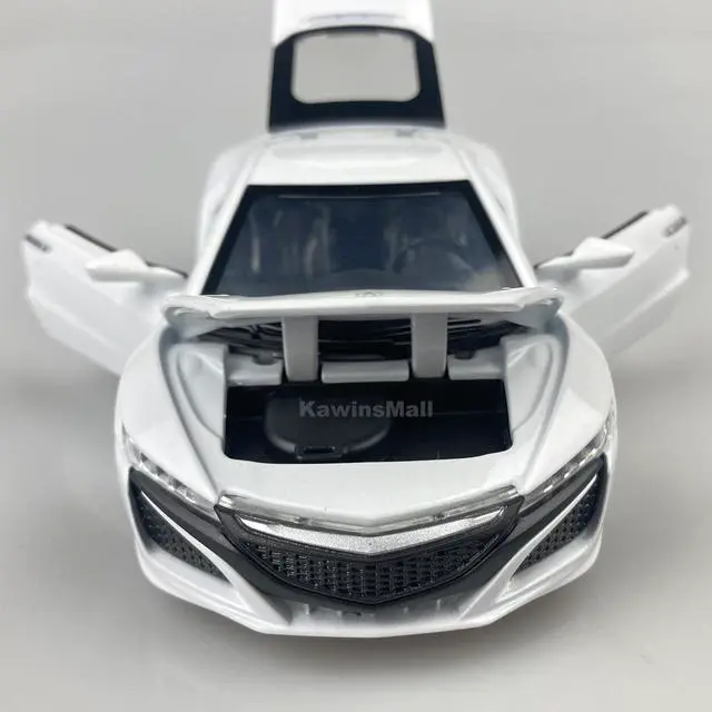 Alt view image 5 of 7 - MiniAuto 1:32 Acura NSX 2016 Edition Sportscar Alloy Diecast Model JDM Pull-back Car Toy with Engine Sound and Light, with Display Base White