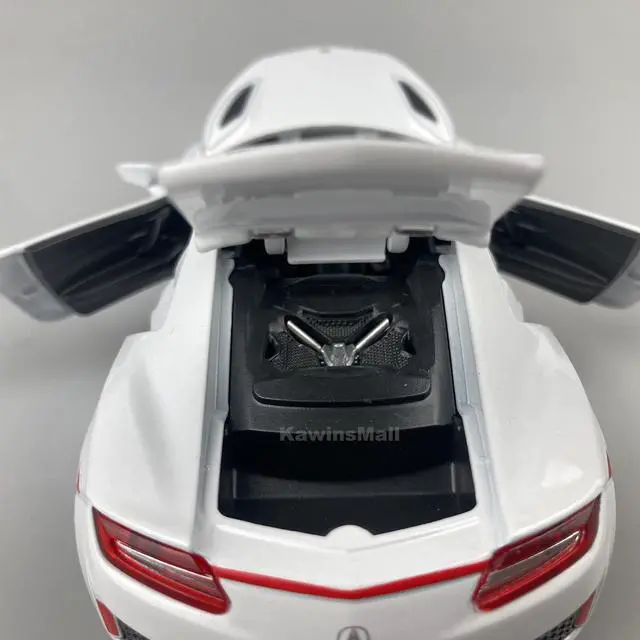 Alt view image 6 of 7 - MiniAuto 1:32 Acura NSX 2016 Edition Sportscar Alloy Diecast Model JDM Pull-back Car Toy with Engine Sound and Light, with Display Base White