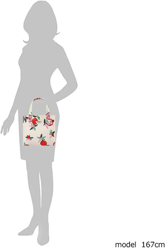 Alt view image 4 of 7 - Cath Kidston Small Bookbag S Size Open Top Handled Handbag Lunch Bag Water Resistant Oilcloth Tote Fruit Pattern (Pomegranate / Cream Color)