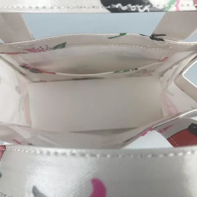 Alt view image 6 of 7 - Cath Kidston Small Bookbag S Size Open Top Handled Handbag Lunch Bag Water Resistant Oilcloth Tote Fruit Pattern (Pomegranate / Cream Color)
