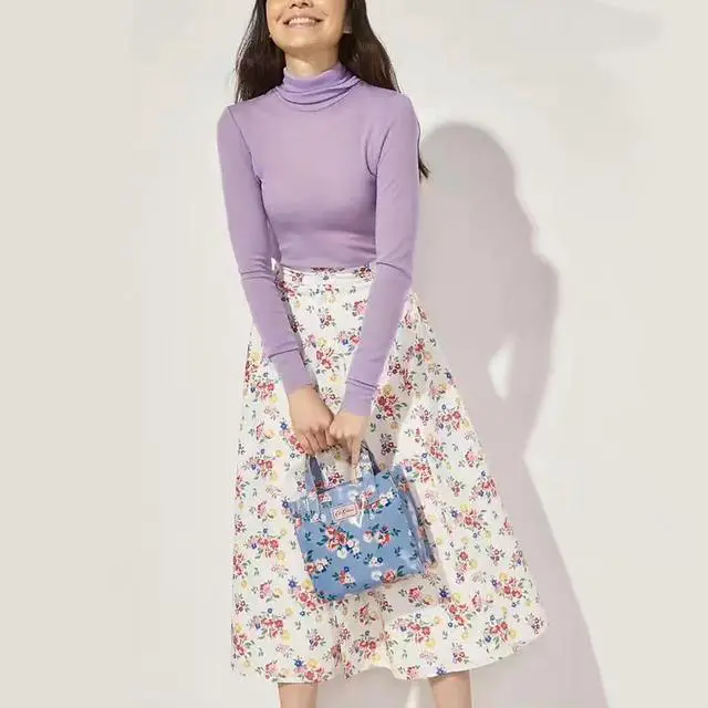 Main image of Cath Kidston Small Bookbag S Size Open Top Handled Handbag Lunch Bag Water Resistant Oilcloth Tote Floral Pattern (Summer Floral / Light Blue)