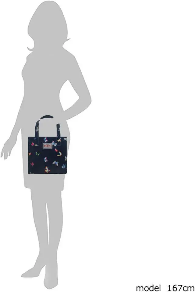 Alt view image 3 of 6 - Cath Kidston Small Bookbag S Size Open Top Handled Handbag Lunch Bag Water Resistant Oilcloth Tote Garden Animals Pattern (Butterflies / Navy)