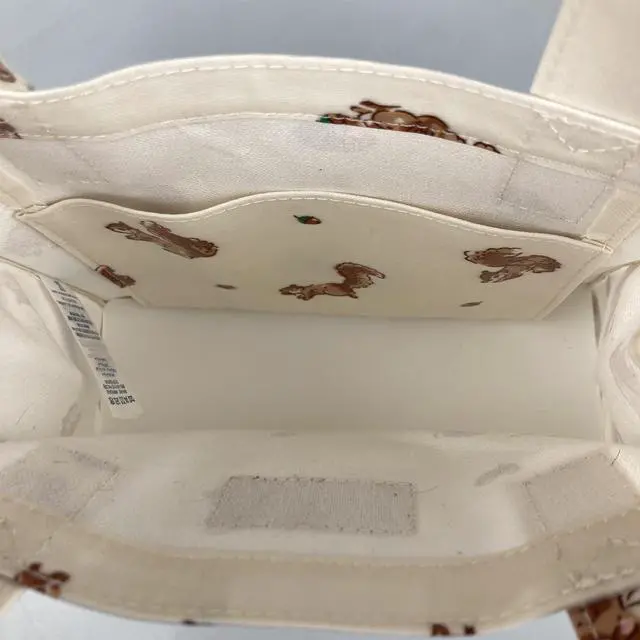 Alt view image 5 of 5 - Cath Kidston S Bookbag Small Size Open Top Handled Handbag Lunch Bag Water Resistant Oilcloth Tote Garden Animals Pattern (Garden Squirrels / Cream)