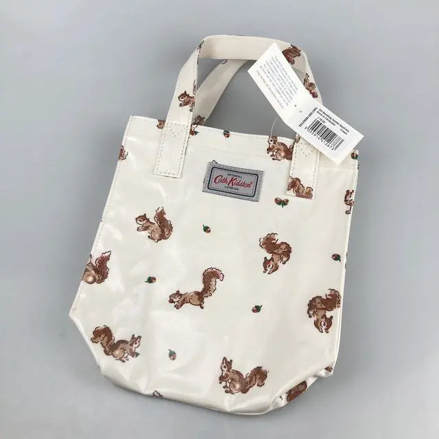 Alt view image 4 of 5 - Cath Kidston S Bookbag Small Size Open Top Handled Handbag Lunch Bag Water Resistant Oilcloth Tote Garden Animals Pattern (Garden Squirrels / Cream)