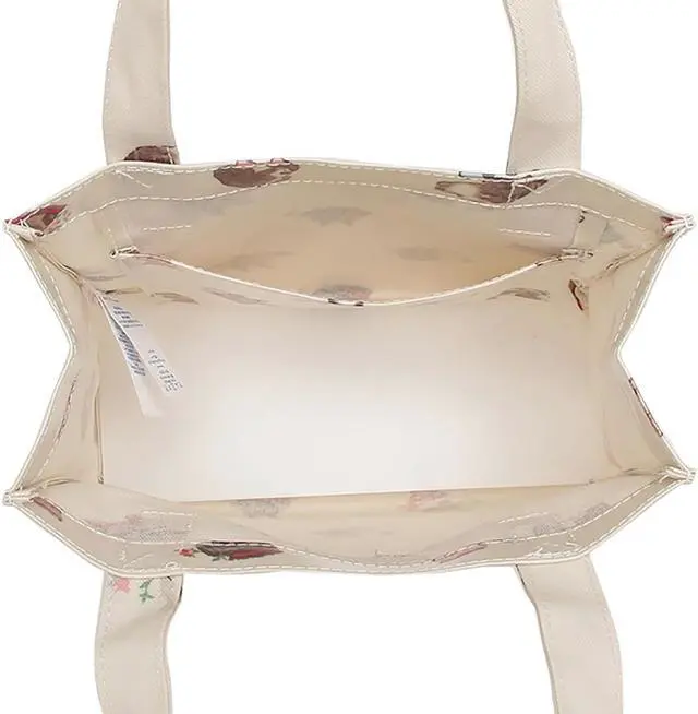Alt view image 4 of 6 - Cath Kidston Small Bookbag S Size Open Top Handled Handbag Lunch Bag Water Resistant Oilcloth Tote (Dog Portraits Pattern / Warm Cream Color)