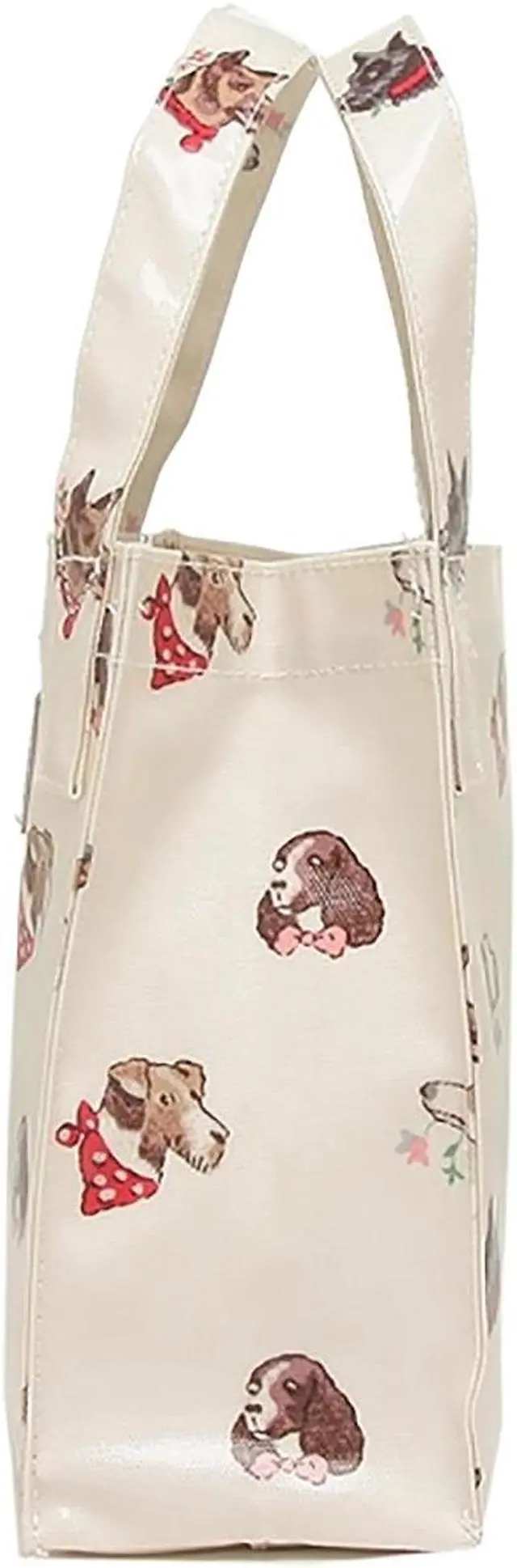 Alt view image 5 of 6 - Cath Kidston Small Bookbag S Size Open Top Handled Handbag Lunch Bag Water Resistant Oilcloth Tote (Dog Portraits Pattern / Warm Cream Color)