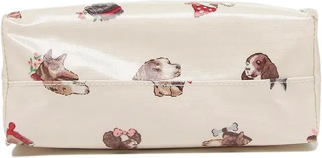 Alt view image 6 of 6 - Cath Kidston Small Bookbag S Size Open Top Handled Handbag Lunch Bag Water Resistant Oilcloth Tote (Dog Portraits Pattern / Warm Cream Color)